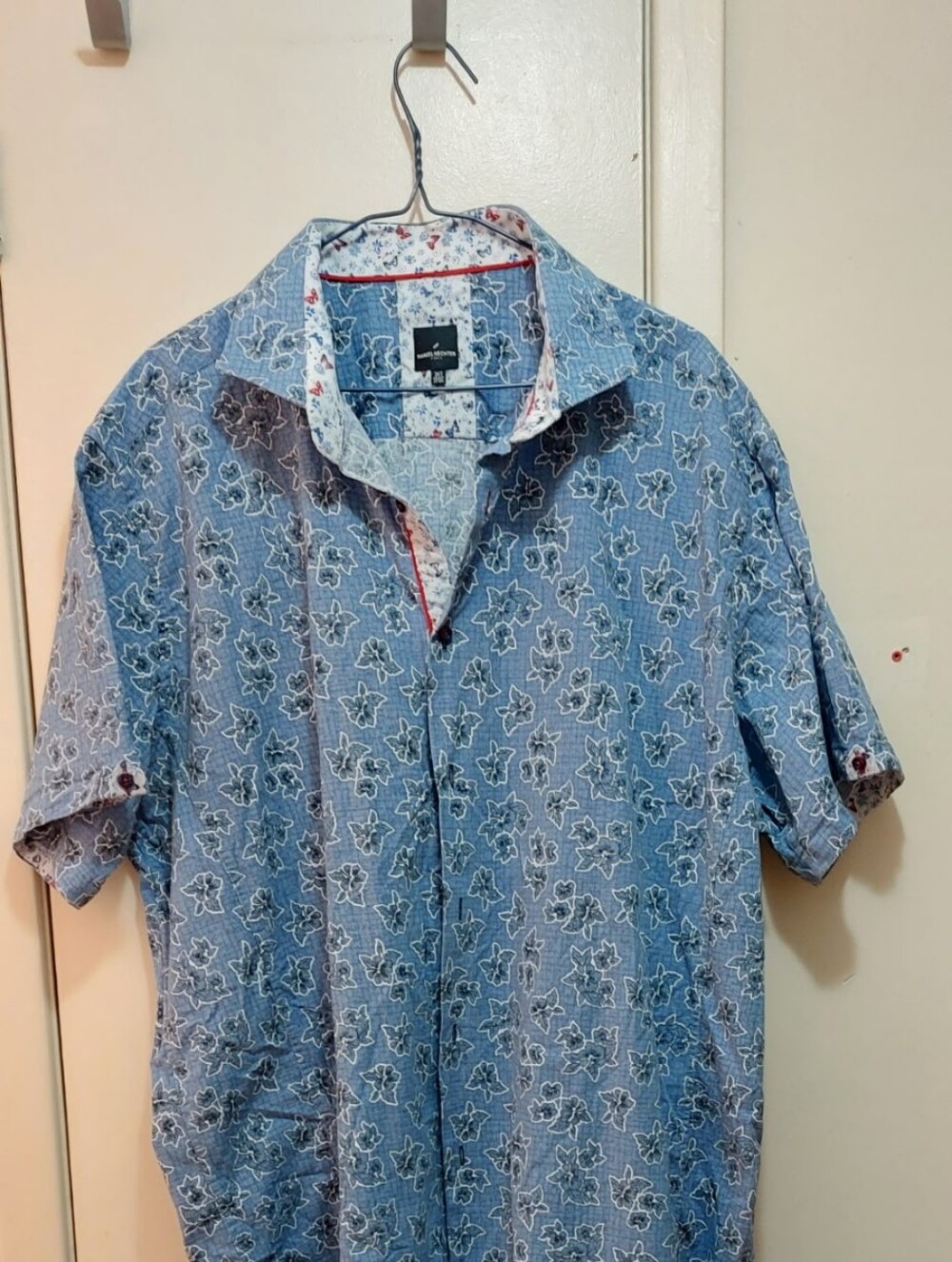 Daniel Hechter Light Blue Floral Short-Sleeve Button-Down Shirt